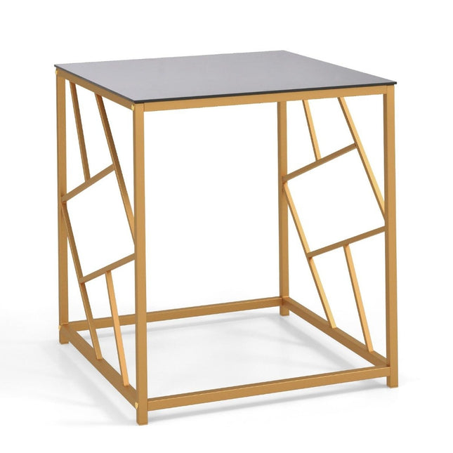 Odkládací stolek s deskou z tvrzeného skla a kovovým rámem moderní konferenční stolek 50 x 50 x 55 cm