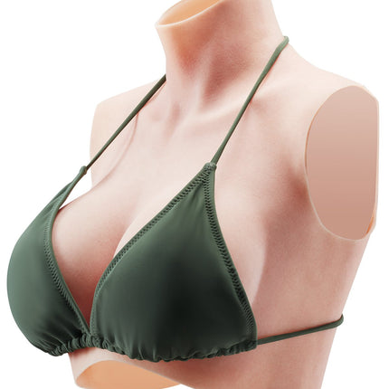 Silicone Breastplate, C-Cup High Neck, Ivory