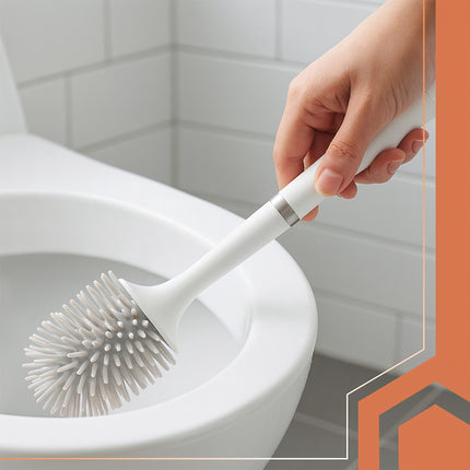 Silikonový WC kartáč s držákem, bílý, antibakteriální