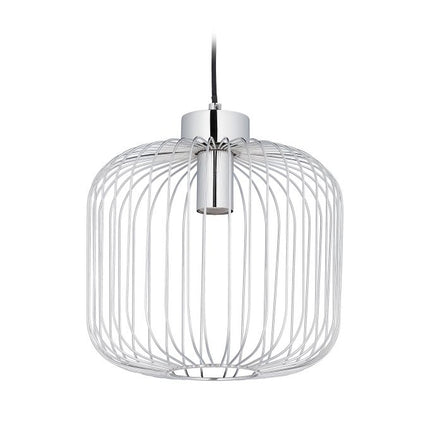 Stříbrná kovová závěsná lampa