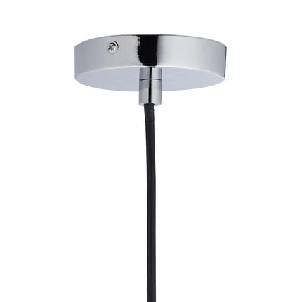 Stříbrná kovová závěsná lampa