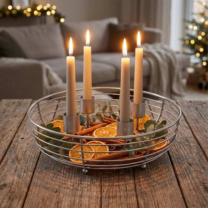 Silver Metal Wire Advent Wreath Holder – 20.5 cm