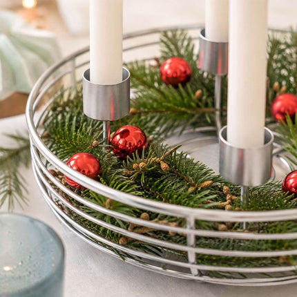 Silver Metal Wire Advent Wreath Holder – 20.5 cm