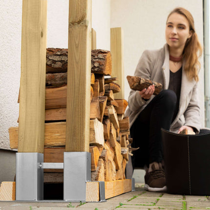 Stříbrná podpěra na skládání dřeva, sada 2 ks