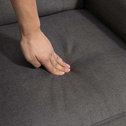 Ušácké relaxační křeslo, tmavě šedý polyester, dřevěné nohy