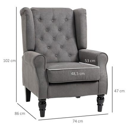 Ušácké relaxační křeslo, tmavě šedý polyester, dřevěné nohy