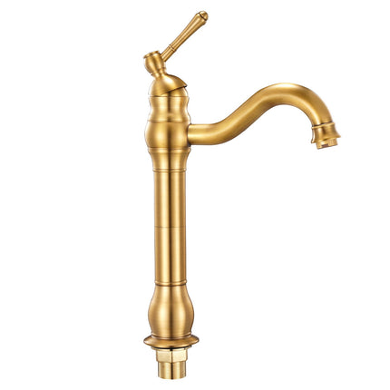Single Handle Sink Faucet, Solid Brass, Push-Button Drain