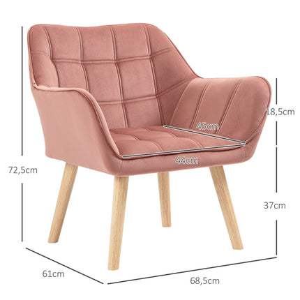 Skandinávské sametové křeslo se zvýšenými nohami – 68.5 x 61 x 72.5 cm