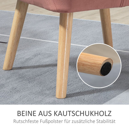 Skandinávské sametové křeslo se zvýšenými nohami – 68.5 x 61 x 72.5 cm