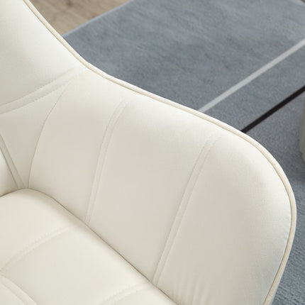Cream Velvet-Look Armchair, raised legs, 64x62x72.5 cm