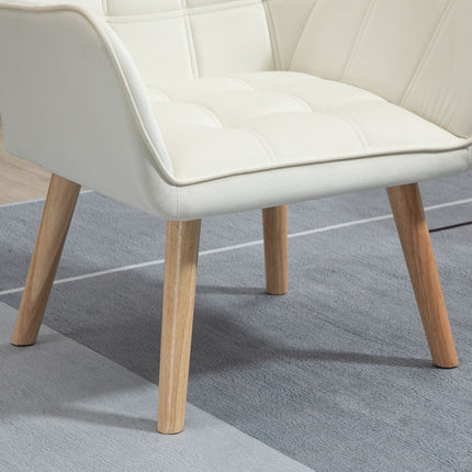 Cream Velvet-Look Armchair, raised legs, 64x62x72.5 cm