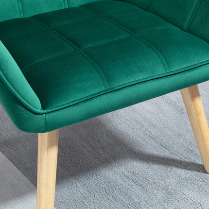 Velvet lounge chair, green, raised legs, 64x62x72.5 cm
