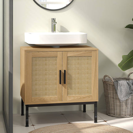 Sink base, Rattan look, Oak, 60x39x60 cm