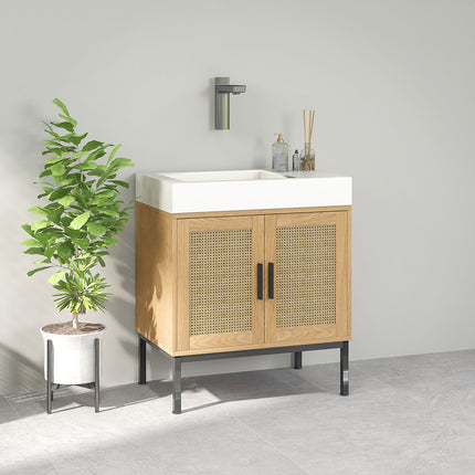 Sink base, Rattan look, Oak, 60x39x60 cm