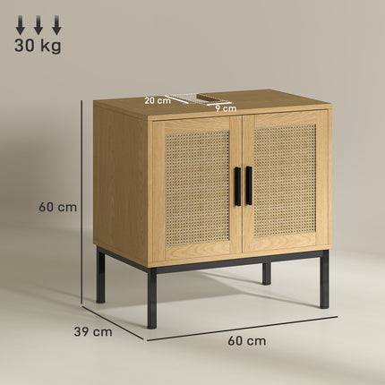 Sink base, Rattan look, Oak, 60x39x60 cm