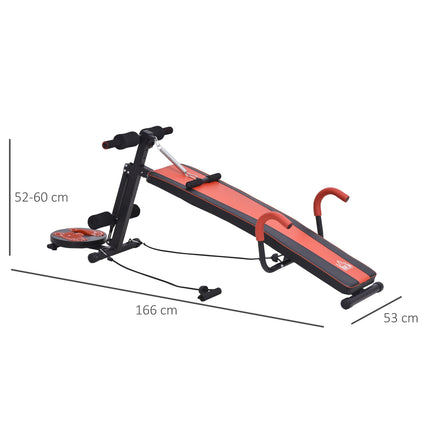 Nastavitelná polstrovaná posilovací lavice, nosnost 120 kg, červená/černá