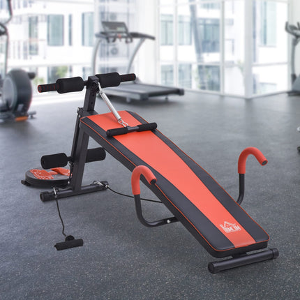 Nastavitelná polstrovaná posilovací lavice, nosnost 120 kg, červená/černá