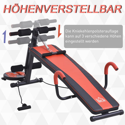 Nastavitelná polstrovaná posilovací lavice, nosnost 120 kg, červená/černá