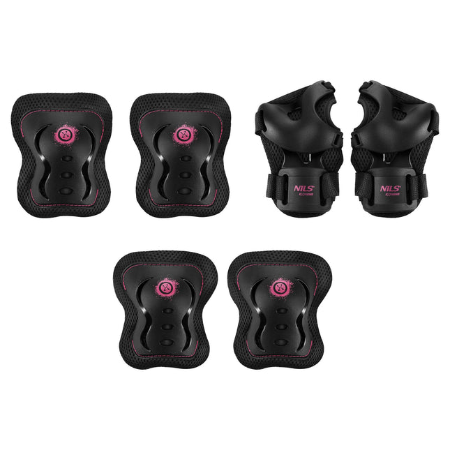 Skate Protective Gear Set, Wrist Elbow Knee, Pink L