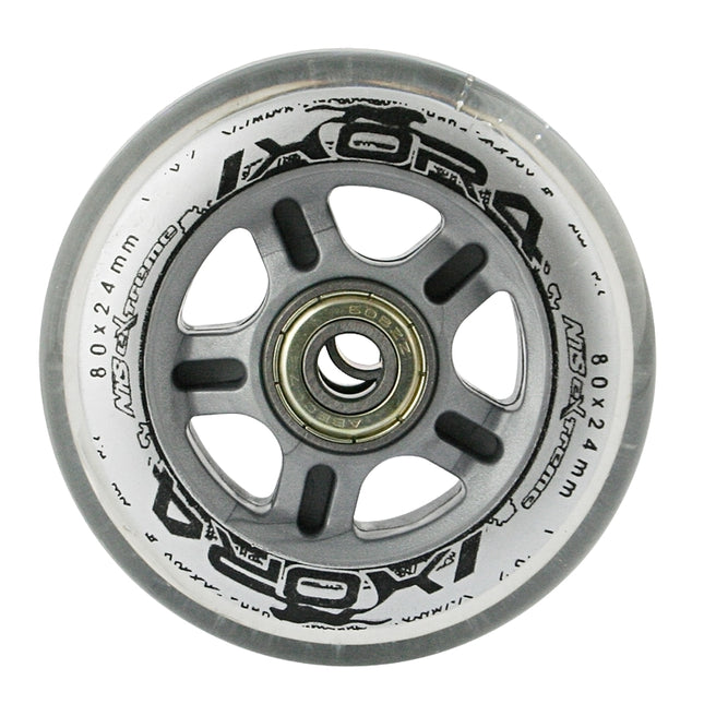 Kolečka na skateboard 80x24mm, průhledná, ložiska ABEC-7, sada