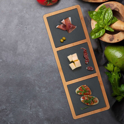 Slate and Bamboo Appetizer Serving Board, 3-Piece