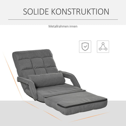 Rozkládací křeslo, 5polohové nastavení, tmavě šedá, vzhled lnu