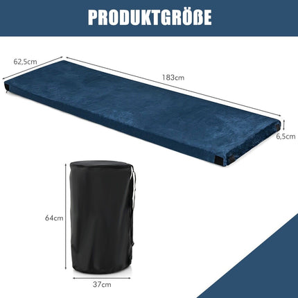 Kempingová karimatka z paměťové pěny 183 x 62.5 x 6.5 cm modrá