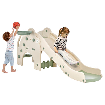 Venkovní skluzavka 4v1 dětská skluzavka + tunel + basketbalový koš + žebřík 187.5 x 75 x 77.5 cm zelená
