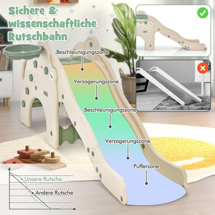 Venkovní skluzavka 4v1 dětská skluzavka + tunel + basketbalový koš + žebřík 187.5 x 75 x 77.5 cm zelená