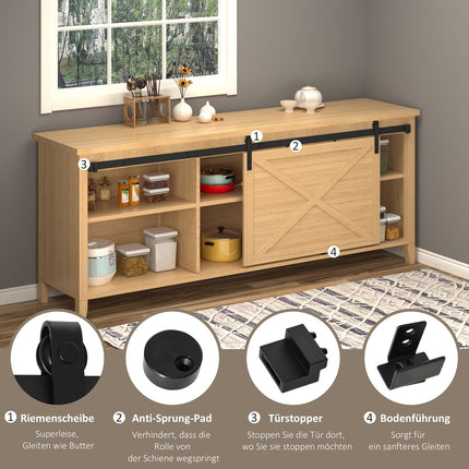 Sada posuvných dveří, černá uhlíková ocel, kolejnice 200 cm