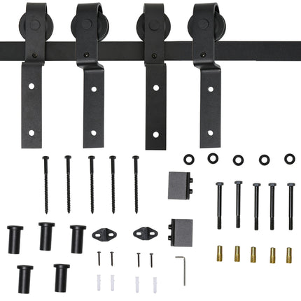 Sliding door system, carbon steel, black, 9-piece set