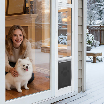 Sliding Glass Dog Door, Adjustable Height, Lock, Medium Dogs