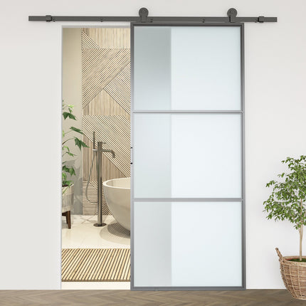 Sada posuvných dveří, uhlíková ocel, montážní sada bez dveří, úsporná, černá