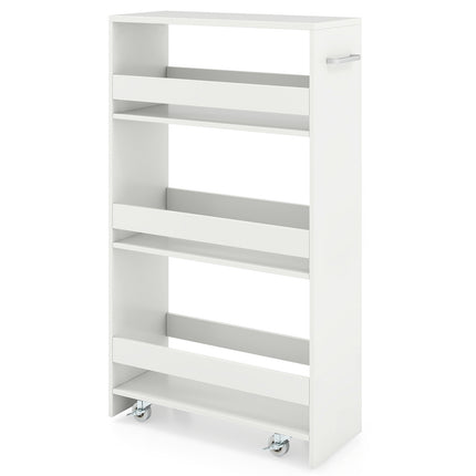 Úzký 4patrový pojízdný úložný vozík 20cm s nabíjecí stanicí