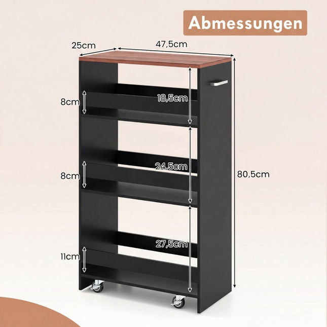 Slanke rolwagen met 4 niveaus en oplaadstation