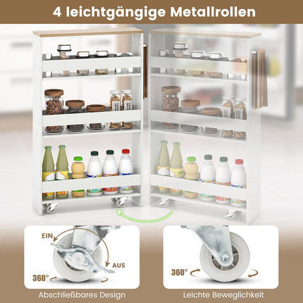 Slim 4-Tier Rolling Storage Cart with Open Shelves