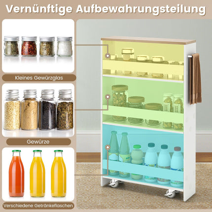Slim 4-Tier Rolling Storage Cart with Open Shelves