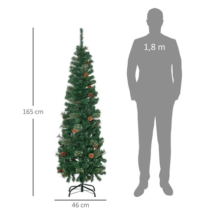 Úzký umělý vánoční stromek, 165 cm, zelená, do interiéru