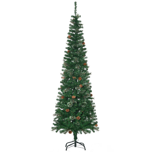 Úzký umělý vánoční stromek, zelená, 195 cm, do interiéru