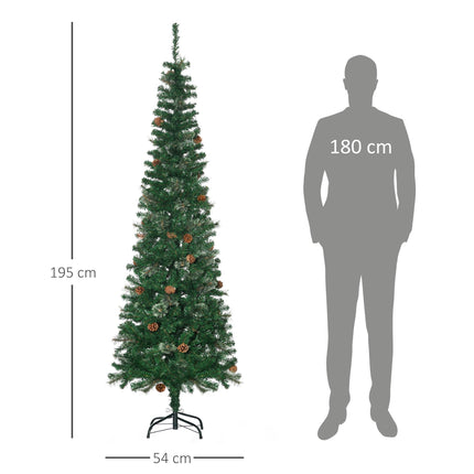 Úzký umělý vánoční stromek, zelená, 195 cm, do interiéru