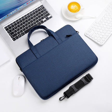 Úzká taška na notebook 15.6" modrá s madlem a popruhem