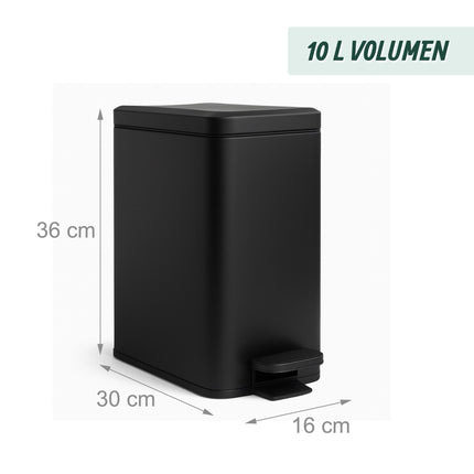 Úzký pedálový koš, 10L – tlumené zavírání, bezdotykový design