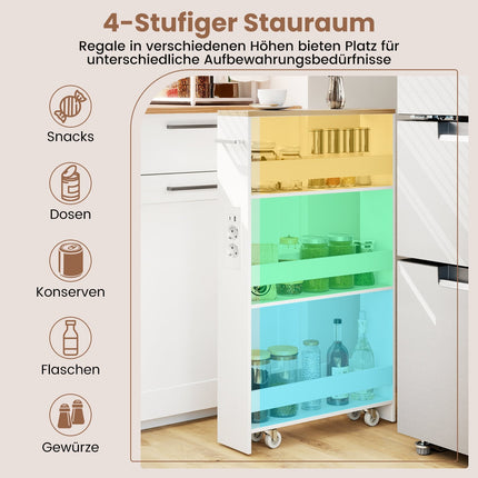 Slim Rolling Storage Cart with Charging Station, 4-Tier, 13cm