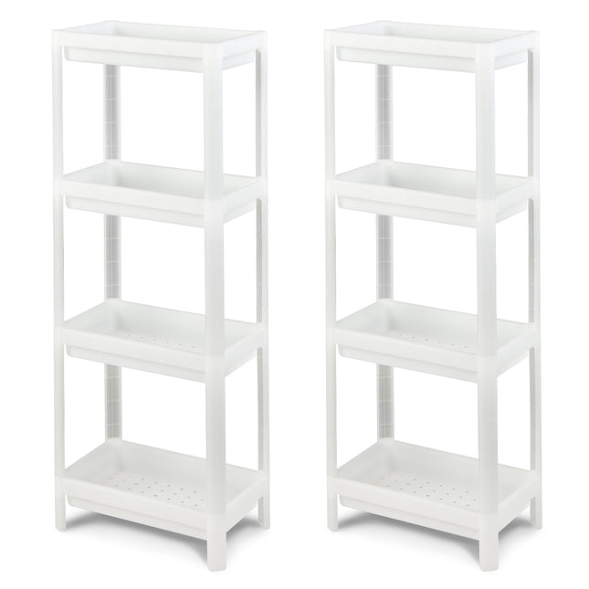 Slim Storage Cart, 2-Pack 4-Tier, Drainage Holes, White