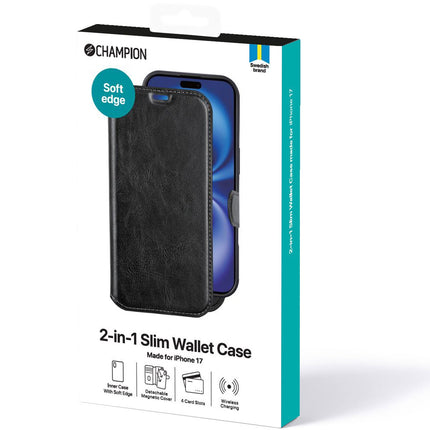 Úzké pouzdro peněženka pro iPhone 17, design 2v1