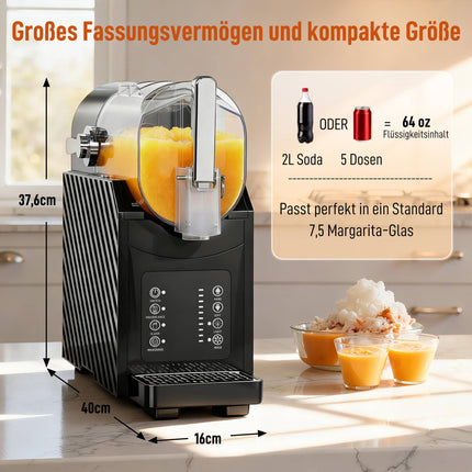 Slush-Maschine, schnelle Kühlung, 2,4 l Fassungsvermögen, Schwarz