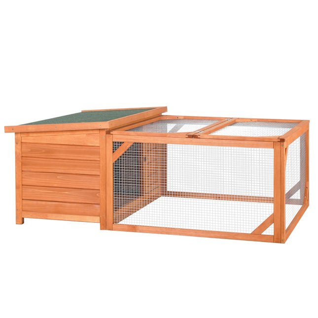 Venkovní klec pro králíky – smrkové dřevo odolné vůči povětrnosti, otevírací střecha, 125.5x100x49cm
