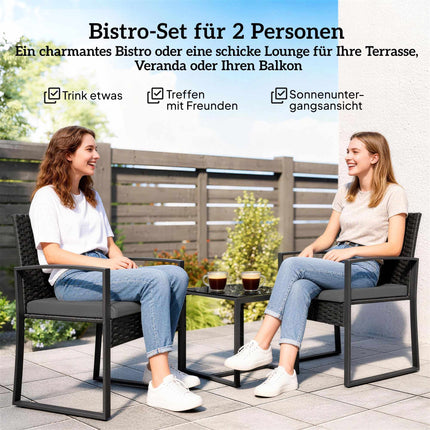 Small Balcony Furniture Set, PE Rattan, Cushioned Seats