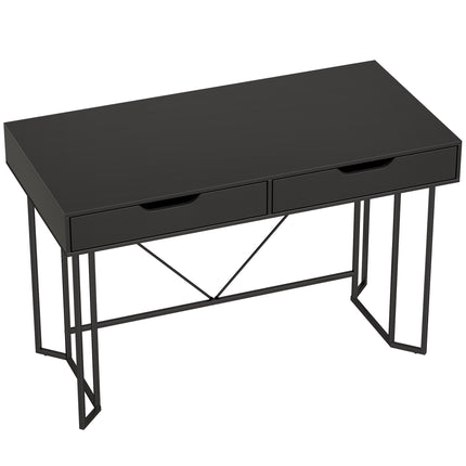 Malý černý počítačový stůl se zásuvkami, 120 cm