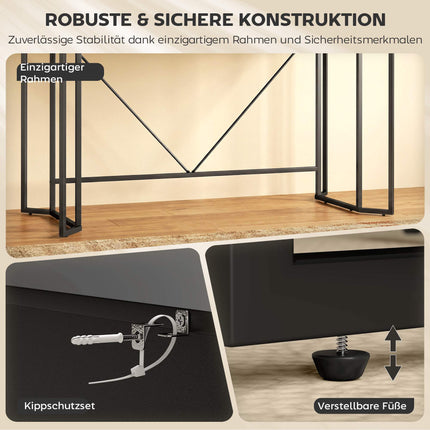 Malý černý počítačový stůl se zásuvkami, 120 cm